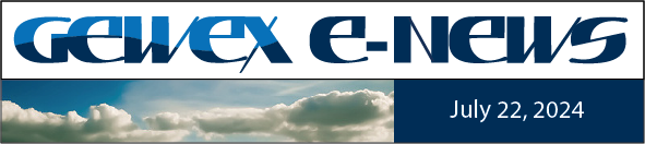 GEWEX E-News Header: text over clouds with  date