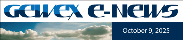 GEWEX E-News Header: text over clouds with  date