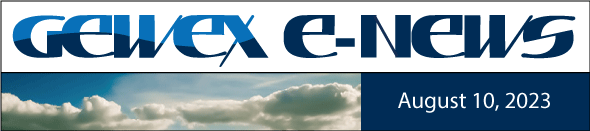 GEWEX E-News Header: text over clouds with  date