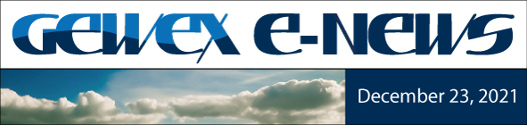 GEWEX E-News Header: text over clouds with  date