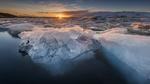 Ice floating in body of water