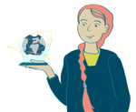 Illustration of a person holding a globe