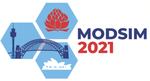 "MODSIM 2021" text next to three blue hexagons