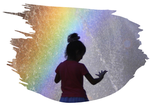 Image of a girl facing a rainbow