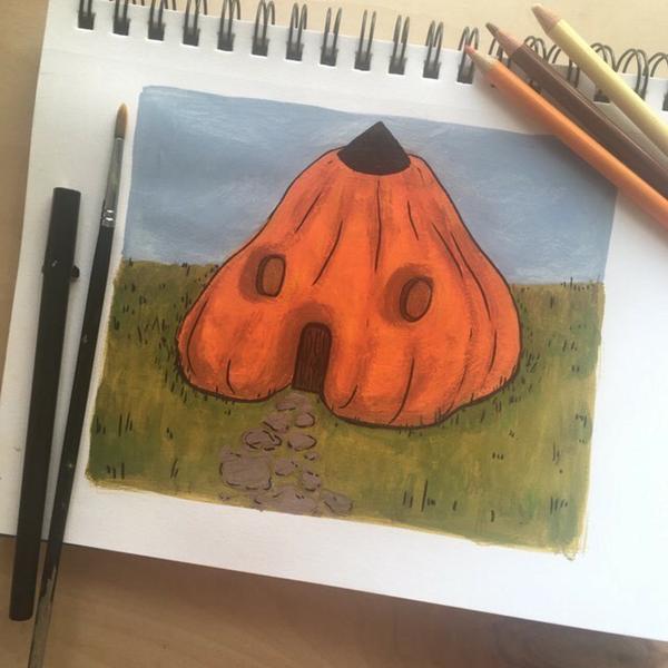A squat little pumpkin home.