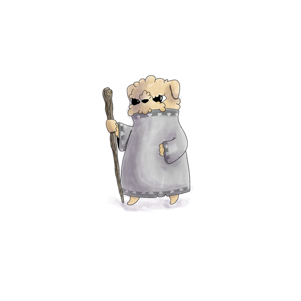 An illustration of my dog Munchie as a cleric