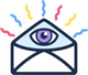 An envelope with an all seeing eye in it.