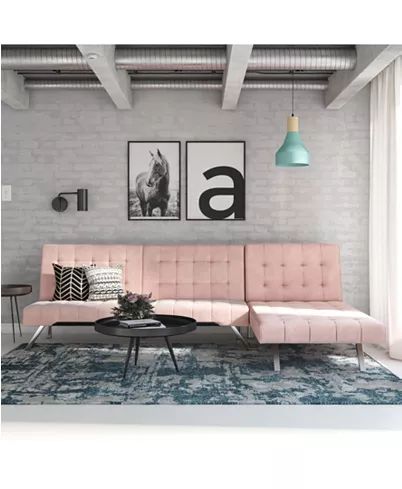 Emily Sectional Futon Sofa - Pink