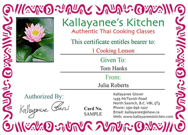 Kallayanee's Kitchen Gift Certificates for Thai Cooking classes are a great Christmas choice!