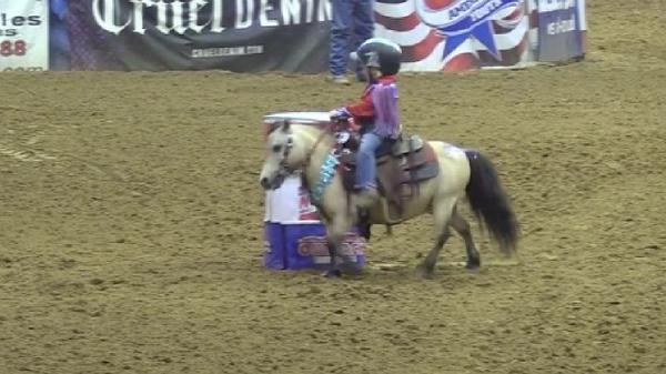 Little Girl Competes In Barrel Racing On Pony - PBR Notices
