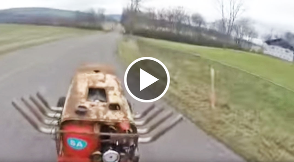 Badass Farmer Takes Big Block Chevy Lawn Mower Out For An Insane Road Test