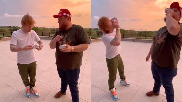 Luke Combs Teaches Ed Sheeran How To Shotgun A Beer