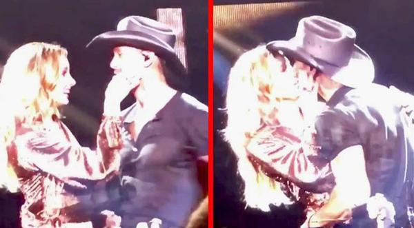 Faith Hill Plants A Smooch On Tim McGraw After Birthday Serenade At 2017 Concert