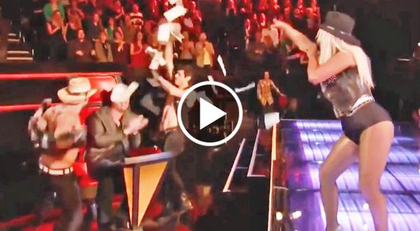 Christina Aguilera Pranks Blake Shelton With Hysterical Country Strip Tease