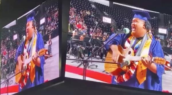 “Idol” Winner Iam Tongi Sings At His High School Graduation