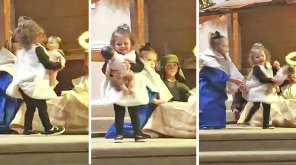 Hilarity Ensues When 2-Year-Old Steals Baby Jesus In The Middle Of Nativity Play