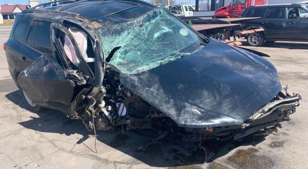 2 Friends Total Car After Hitting Bear On Highway