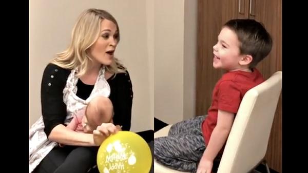 Carrie Underwood Delights Son With Helium-Induced Rendition Of “Happy Birthday”