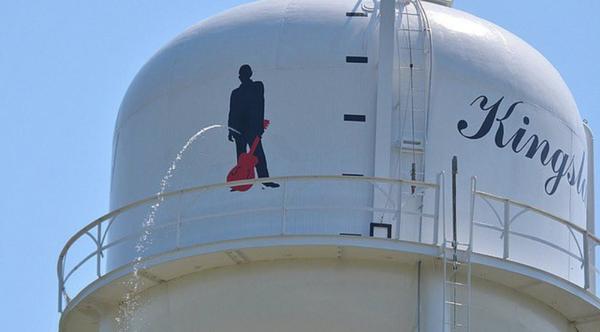 Johnny Cash’s Water Tower Mural Takes A Pee After Being Shot