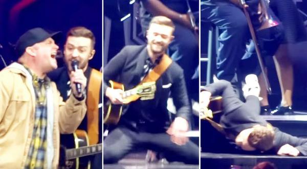 Garth Brooks Crashes Justin Timberlake's Concert...His Reaction?? I'M DYING!!