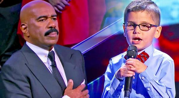 Sweet Little Boy Sings National Anthem For An Emotional Steve Harvey