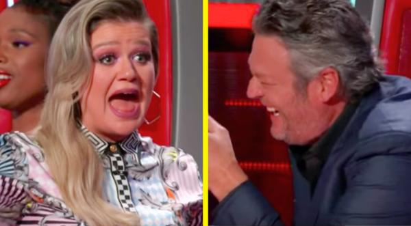 Kelly Has Wardrobe Malfunction In Front Of Blake On "The Voice" & Screams In Response