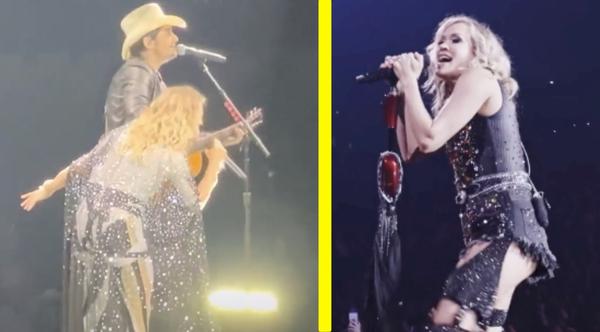 Brad Paisley Crashes Carrie Underwood’s Stage For Parody Song & “Remind Me” Duet