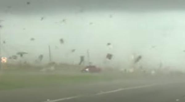 Tornado Flips Truck, It Lands Back On Its Wheels & Drives Away
