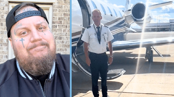 Jelly Roll “Jelly Rolls” Down Stairs Of Private Jet: “I Think I Broke Something”