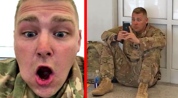 Soldier Sitting In Airport Watches Birth Of His Child Over The Phone