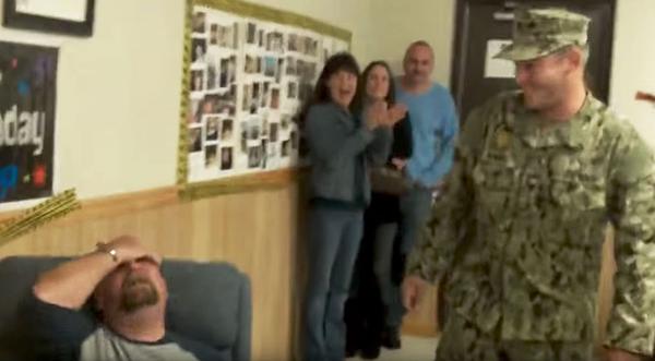 Father Stunned On 50th Birthday As Sailor Son Epically Crashes Party