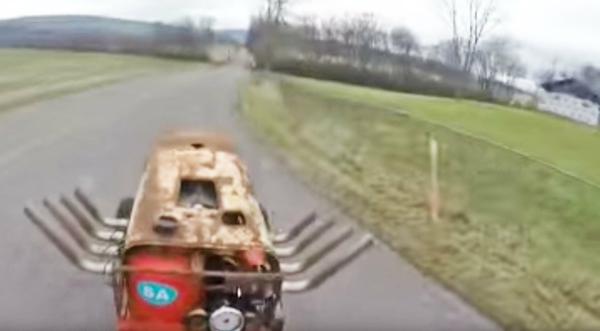 Badass Farmer Takes Big Block Chevy Lawn Mower Out For An Insane Road Test
