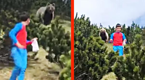 Video Captures Bear Following Boy Down Hill