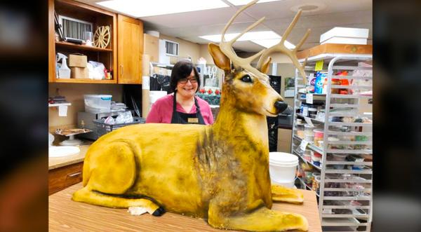 Baker Creates Life-Sized Deer Wedding Cake