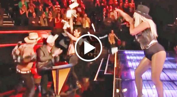 Christina Aguilera Pranks Blake Shelton With Hysterical Country Strip Tease