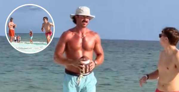 Riley Green Shares Sweet Football Moment With A Family On Florida Beach