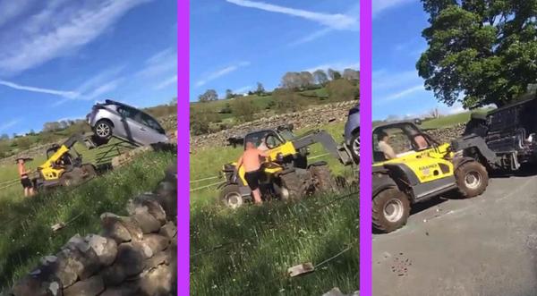 Farmer Uses Tractor To Remove Trespasser’s Car Blocking His Gate