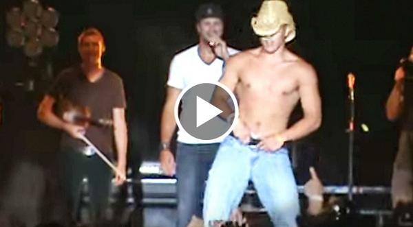 Luke Bryan Shows Up Shirtless Fan During Sexy Concert Dance Off