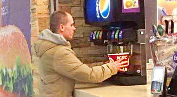 Man Caught Using KFC Bucket For Soda Refill