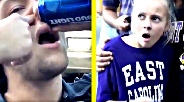 College Guy Chugs Bud Light Through His Nostril