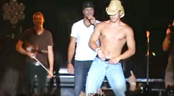 Luke Bryan Shows Up Shirtless Fan During Sexy Concert Dance Off