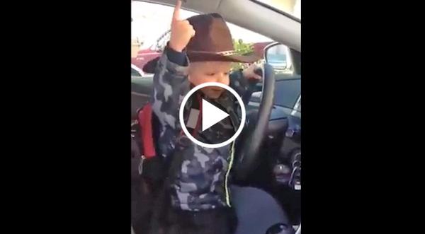 Little Cowboy's Favorite Country Song Plays On The Radio, His Reaction? Priceless!