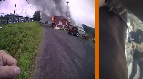 Officer’s Bodycam Captures Moment He Saves Horse From Burning Barn