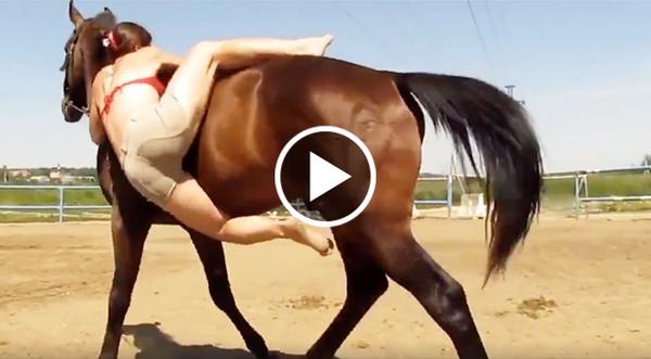Woman Struggling To Mount Horse Gets Surprise From The Impatient Animal