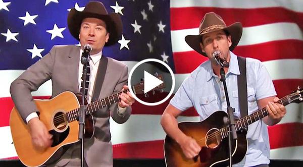 Adam Sandler & Jimmy Fallon Deliver HILARIOUS Garth Brooks Parody To Troops