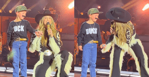Lainey Wilson Brings Tiny Fan Dressed As Fiancé Devlin “Duck” Hodges Onstage To Sing With Her [WATCH]
