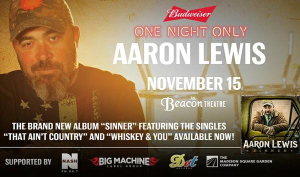 See Aaron Lewis LIVE at the "Beacon Theatre" in New York TONIGHT!