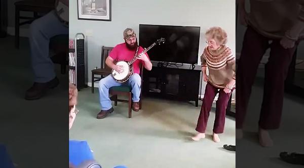 85-Year-Old Kicks Off Loafers & Gets Down To Bluegrass Beat