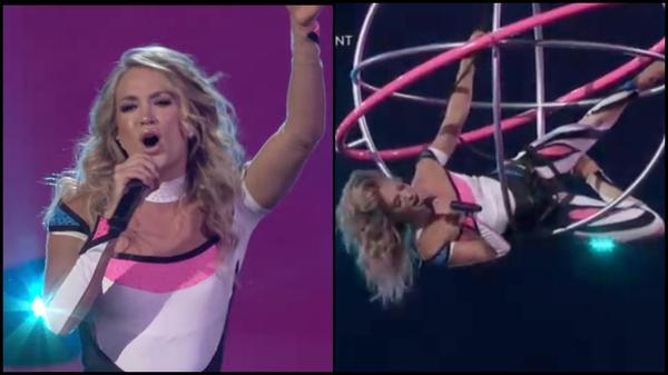 Carrie Underwood Dangles Over The Crowd In A Bodysuit For AMA’s Performance