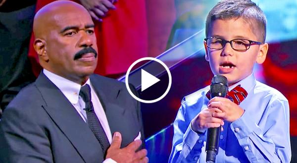 Sweet Little Boy Sings National Anthem For An Emotional Steve Harvey
